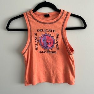 UO urban outfitters delicate/balance top, orange, sun detailing, NWOT